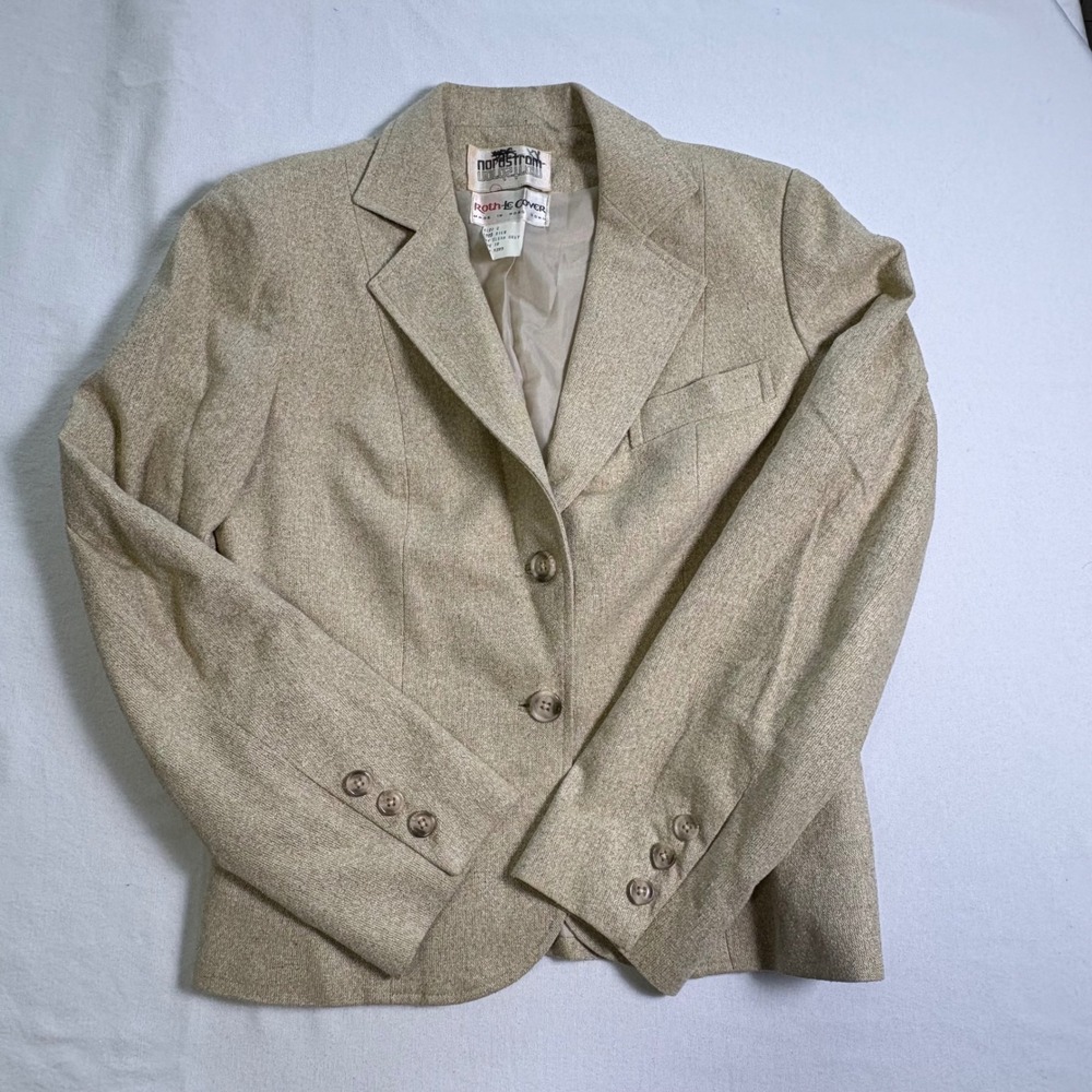 Vintage Roth-Le Cover Nordstrom, Silk Blazer, Beige Tan, 6, MSRP $250